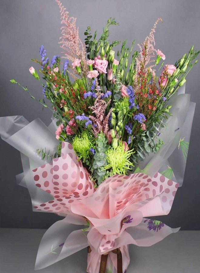 اويسيس أواسيس - 20 ورقة تغليف باقات زهور فاخرة مقاومة للماء على الطراز الكوري (58 سم × 58 سم، 60 ميكرون) | تصميم منقط، ورق تغليف هدايا للزهور وورق تغليف هدايا يمكنك صنعه بنفسك لعيد الحب - أخضر - Image 4